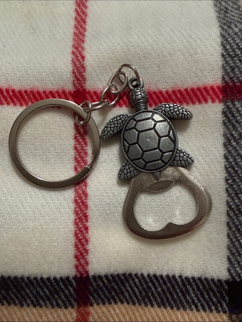 Turtle Bottle Opener Keychain - Silver